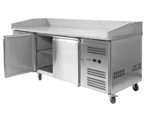 YATO YG-05310 PIZZA HIDEG ASZTAL, GRÁNIT TETŐ, 2 AJTÓ + 7 FIÓK, 580L 
