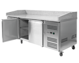 YATO YG-05310 PIZZA HIDEG ASZTAL, GRÁNIT TETŐ, 2 AJTÓ + 7 FIÓK, 580L 