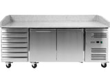 YATO YG-05310 PIZZA HIDEG ASZTAL, GRÁNIT TETŐ, 2 AJTÓ + 7 FIÓK, 580L 