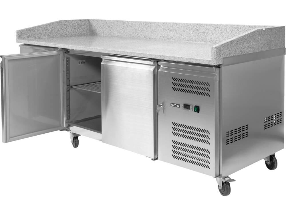 YATO YG-05310 PIZZA HIDEG ASZTAL, GRÁNIT TETŐ, 2 AJTÓ + 7 FIÓK, 580L 