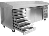 YATO YG-05310 PIZZA HIDEG ASZTAL, GRÁNIT TETŐ, 2 AJTÓ + 7 FIÓK, 580L 