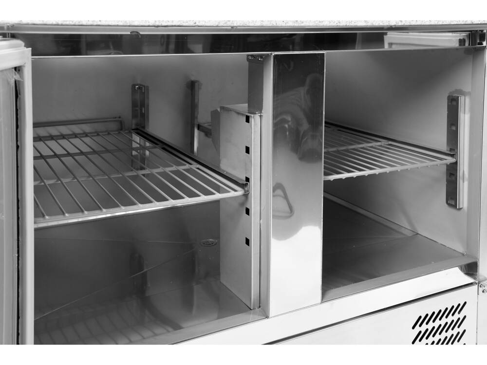 YATO YG-05310 PIZZA HIDEG ASZTAL, GRÁNIT TETŐ, 2 AJTÓ + 7 FIÓK, 580L 
