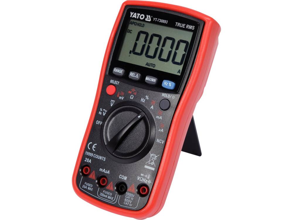 MULTIMÉTER YATO YT-730893 VALÓS RMS FUNKCIÓVAL, LCD KÉPERNYŐVEL 19999 