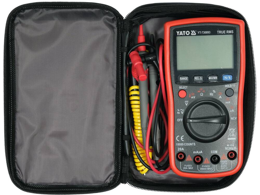 MULTIMÉTER YATO YT-730893 VALÓS RMS FUNKCIÓVAL, LCD KÉPERNYŐVEL 19999 