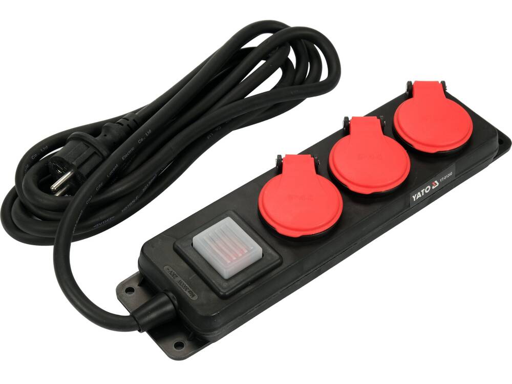 YATO YT-81240 3 csatlakozós műhelyi földelő hosszabbító kábel, 3M 