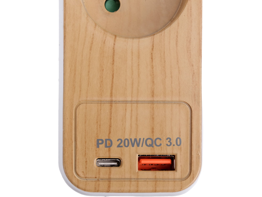 Prelungitor cu USB imitatie lemn STHOR 72343, 3 g, 1.4 m - imagine 3
