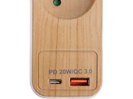 Prelungitor cu USB imitatie lemn STHOR 72343, 3 g, 1.4 m - imagine 3