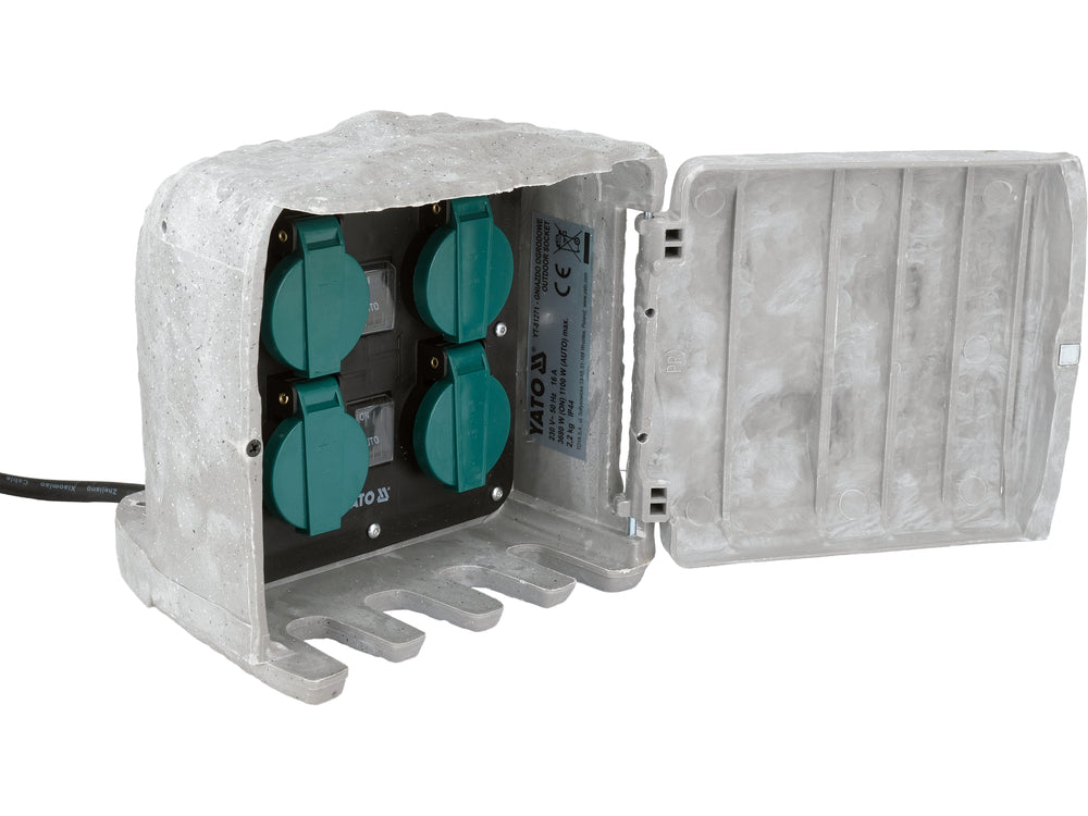 Priza de gradina imitatie piatra YATO YT-81271, IP44, 4 x 230 V mod auto/manual - imagine 2