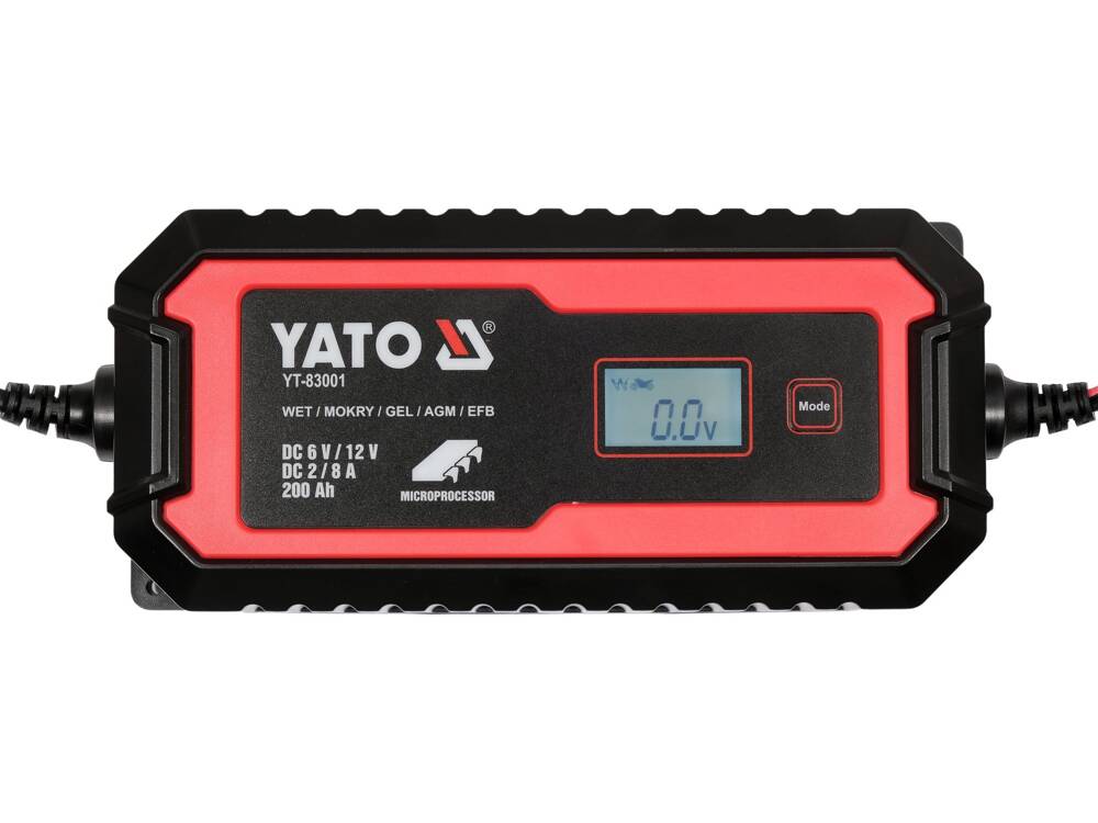 Egyenirányító YATO YT-83001 LCD kijelzővel, 6V/2A, 12V/8A méréshatárral 