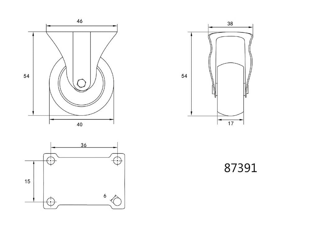 ROATA FIXA, POLIPROPILENA, VOREL 87391 40MM