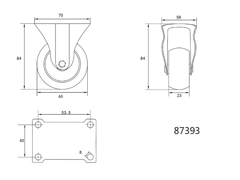 FIX KERÉK, POLIPROPILÉN, VOREL 87393 65MM 