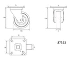 FORGÓKERÉK VOREL 87363 SZÜRKE GUMIVAL, 100MM 