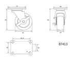 ROATA PIVOTANTA CU VOREL 87413 FRANA, POLIPROPILENA, 65MM