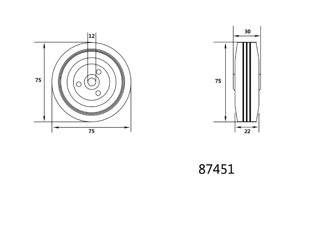 ROATA REZERVA 75/25/45MM VOREL 87451 PENTRU 87301