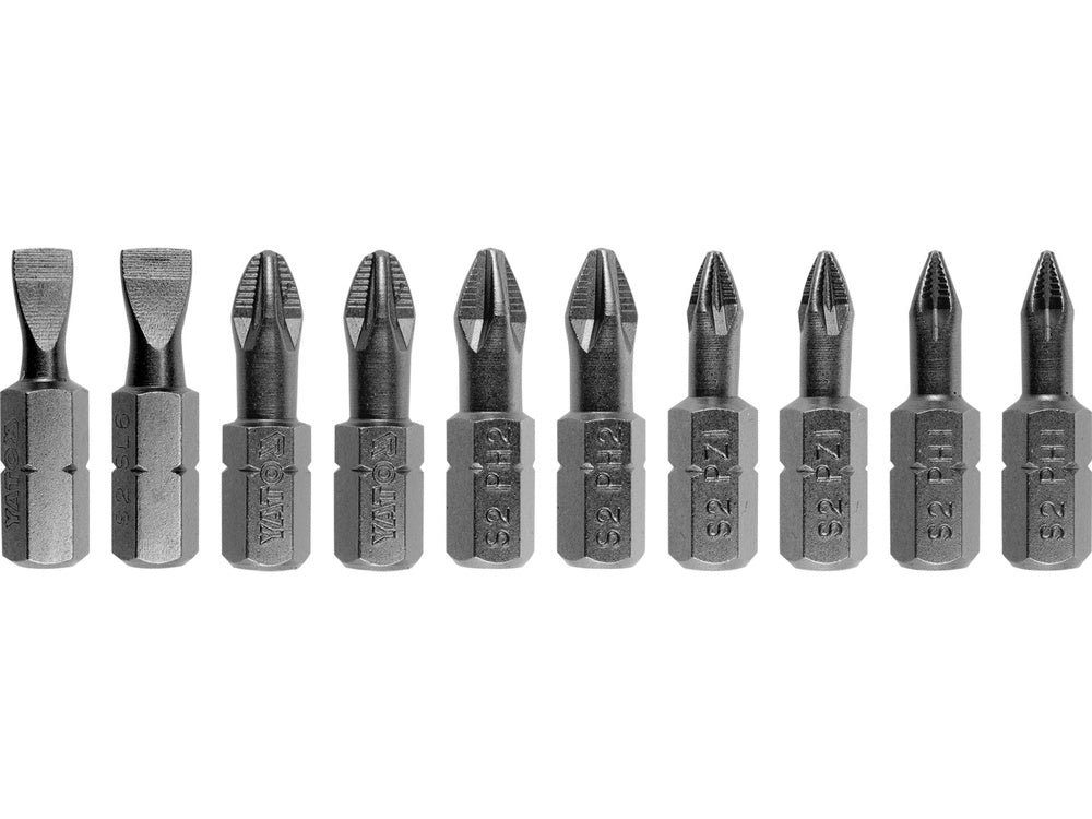 SET 10 BITI YATO YT-04822 PH1,2, PZ1,2 1/4 25MM