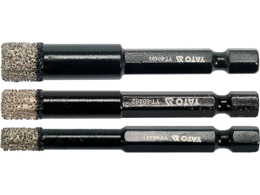 3 db-os YATO YT-60409 gyémántfúró készlet kerámiához 
