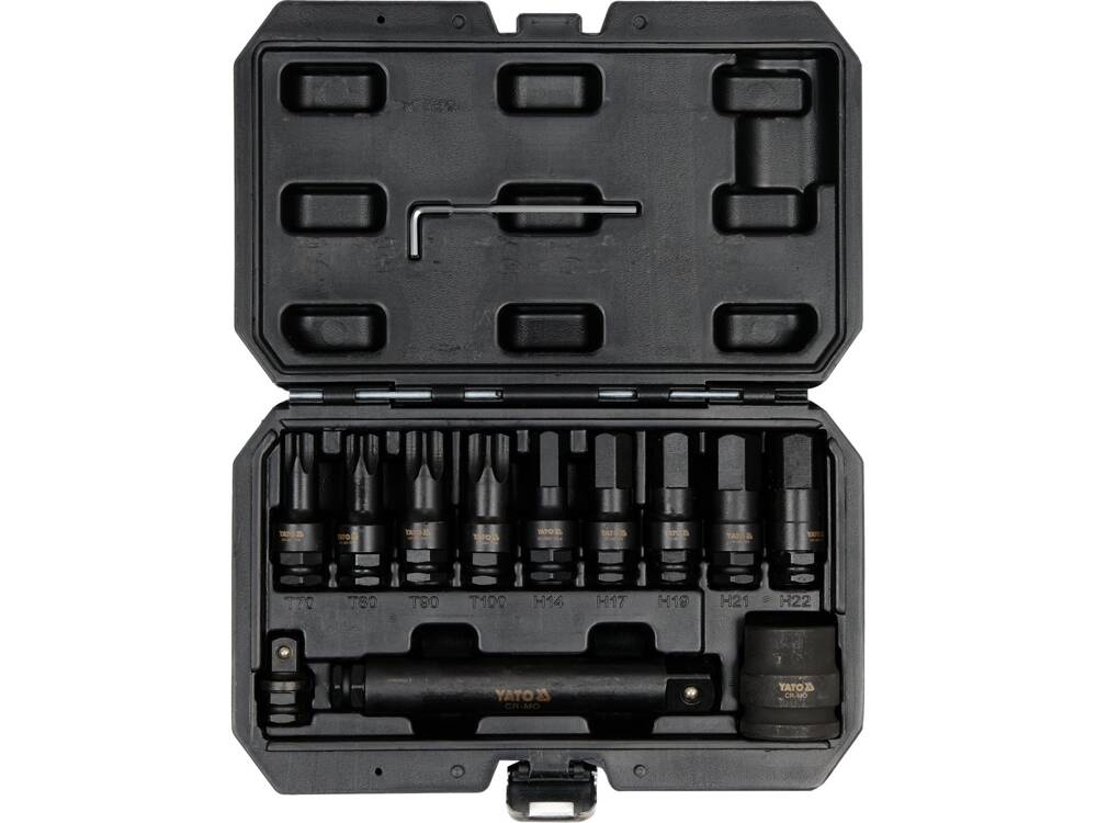 YATO YT-10655 ÜTVEFÚJÓ BITKÉSZLET, HATSZÖGŰ ÉS TORX, 3/4" 