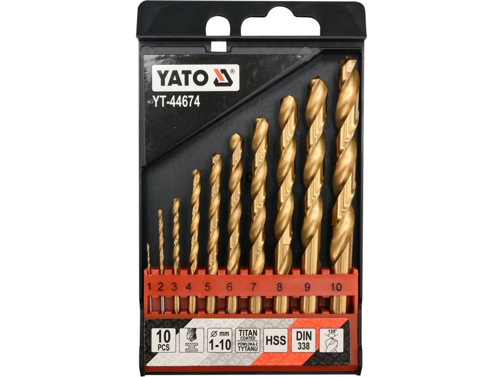 YATO YT-44674 HSS-TIN fémfúrókészlet 1-10 mm, 10 darabos 