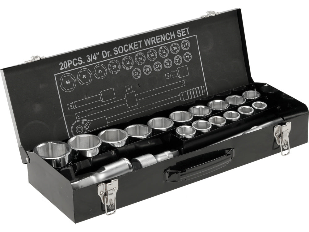 YATO CSŐKULCSKÉSZLET YT-1335 HATSZÖGŰ 3/4", 21 RÉSZES 