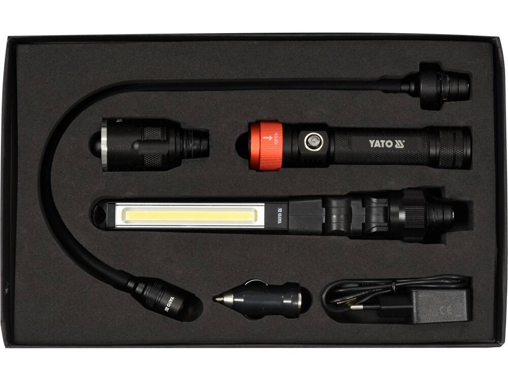 YATO YT-08521 MŰHELYLÁMPA KÉSZLET, 3 AZ 1-BEN, 380LM, LI-ION 3.7V 2200MAH, IP54 