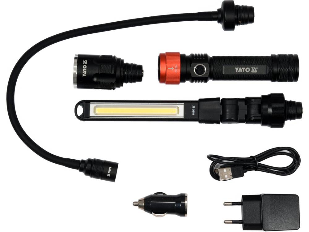 YATO YT-08521 MŰHELYLÁMPA KÉSZLET, 3 AZ 1-BEN, 380LM, LI-ION 3.7V 2200MAH, IP54 