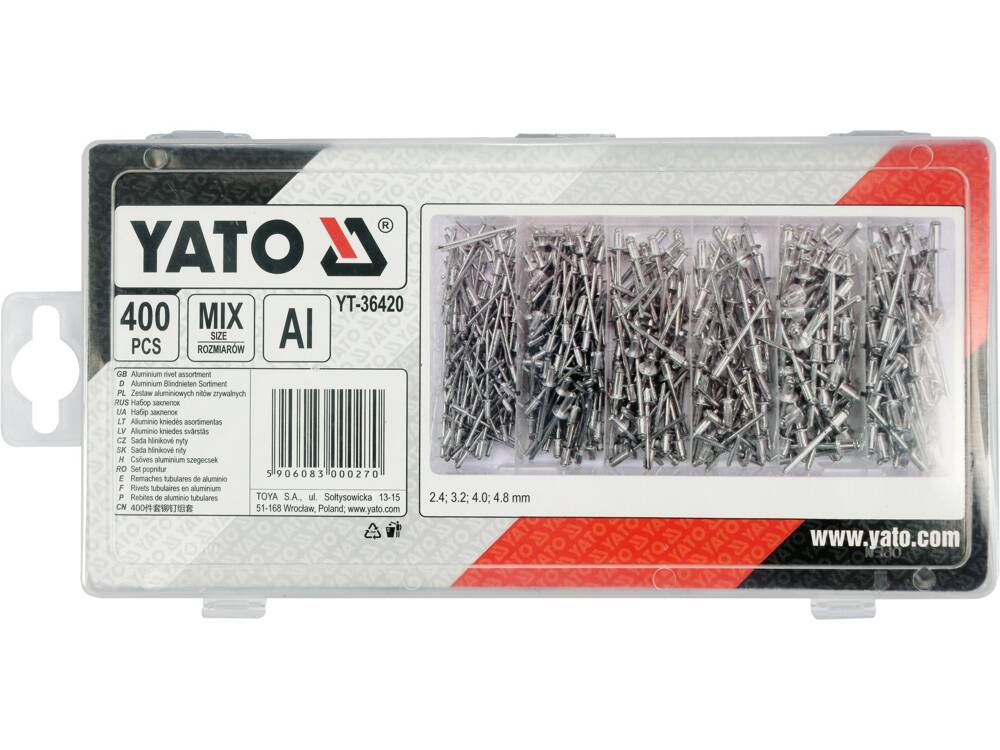 SET POPNITURI ALUMINIU, YATO YT-36420 400 BUC