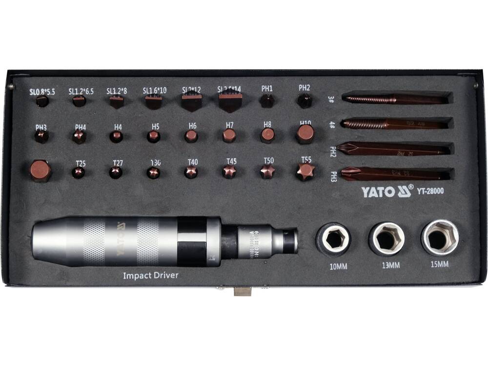 SET SURUBELNITA DE YATO YT-28000 IMPACT, 32 PIESE