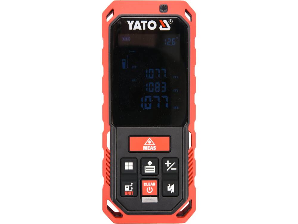 LÉZERES TÁVOLSÁGMÉRŐ, YATO YT-73126 0,2-40M, FELÜLET ÉS TÉRFOGAT SZÁMÍTÁSA 