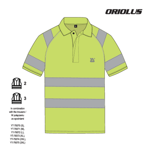 Tricou polo reflectorizant oriolus YATO YT-79410, S - imagine 5