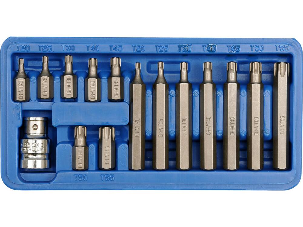 15 DARABOS KÉSZLET VOREL 66580 TORX BITS, CR-V 