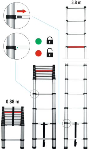 SCARA TELESCOPICA ALUMINIU VOREL 17701 3.8M, 13 TREPTE VOREL - scule electrice si unelte profesionale - BricoMart