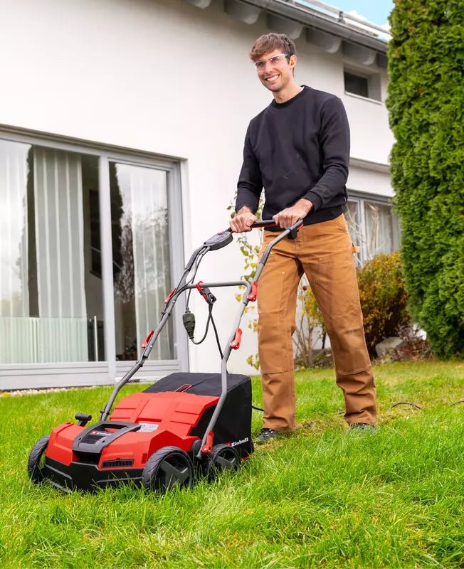 Scarificator electric cu aerator Einhell GE-SA 1640,1600 W, latime lucru 40 cm, 4 trepte adancime pana la 12 mm, maner reglabil pe inaltime, sac colector 48 L, inclusiv rola aerator - imagine 3