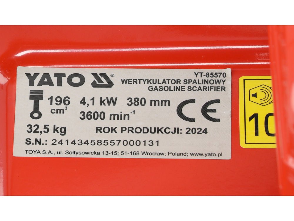 SCARIFICATOR/AERATOR 2IN1, PE YATO YT-85570 BENZINA, 38CM YATO - scule electrice si unelte profesionale - BricoMart
