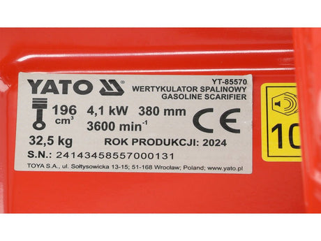 SCARIFICATOR/AERATOR 2IN1, PE YATO YT-85570 BENZINA, 38CM YATO - scule electrice si unelte profesionale - BricoMart
