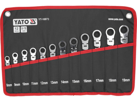 SET 12 CHEI COMBinate FLEXIBILE CU CLICHET YATO YT-16973 , 8 mm - 19 mm YATO - scule electrice si unelte profesionale - BricoMart