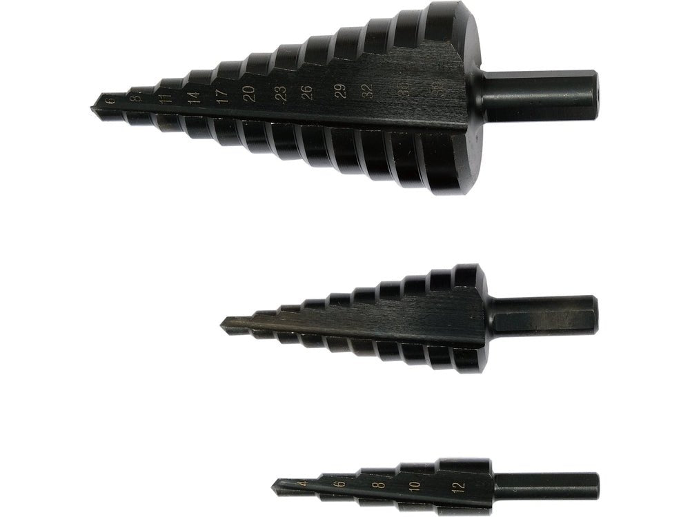 SET 3 BURGHIE IN TREPTE PENTRU METAL Yato YT - 44732 - 12 mm, 43 mm, 64 mm, 22 mm Yato - scule electrice si unelte profesionale - BricoMart