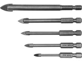 SET 5 BURGHIE STHOR 21709 PENTRU STICLA SI CERAMICA, 4-10MM, PRINDERE HEXAGONALA STHOR - scule electrice si unelte profesionale - BricoMart
