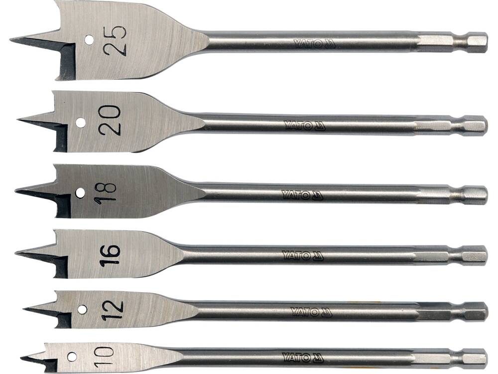 SET BURGHIE PLATE YATO YT-3258 PENTRU LEMN 10-25, 6 BUC YATO - scule electrice si unelte profesionale - BricoMart