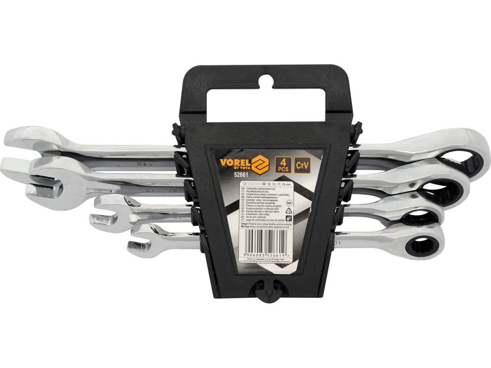 SET CHEI COMBIMATE VOREL 52661 CU CLICHET 10,13,17,19MM, 4 BUC VOREL - scule electrice si unelte profesionale - BricoMart