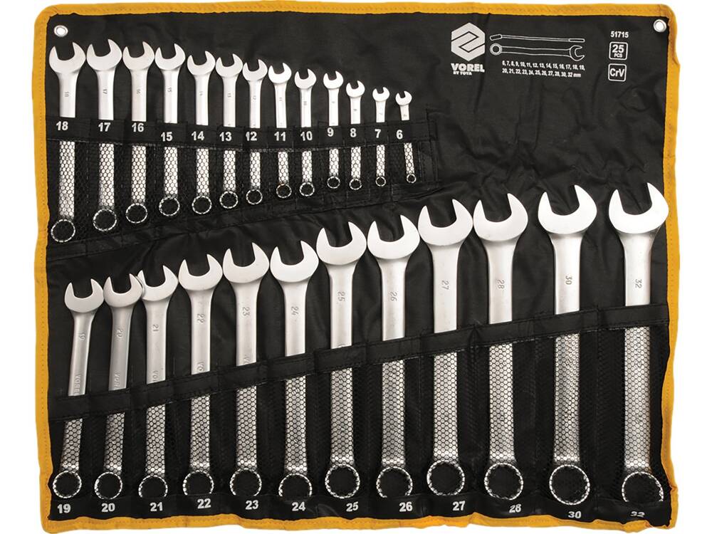 SET CHEI COMBINATE VOREL 51715 25 BUC, 6-32MM VOREL - scule electrice si unelte profesionale - BricoMart