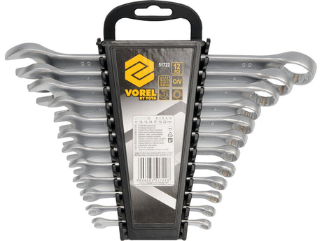 SET CHEI COMBINATE VOREL 51722 CR-V, 12 BUC, 6-22MM VOREL - scule electrice si unelte profesionale - BricoMart