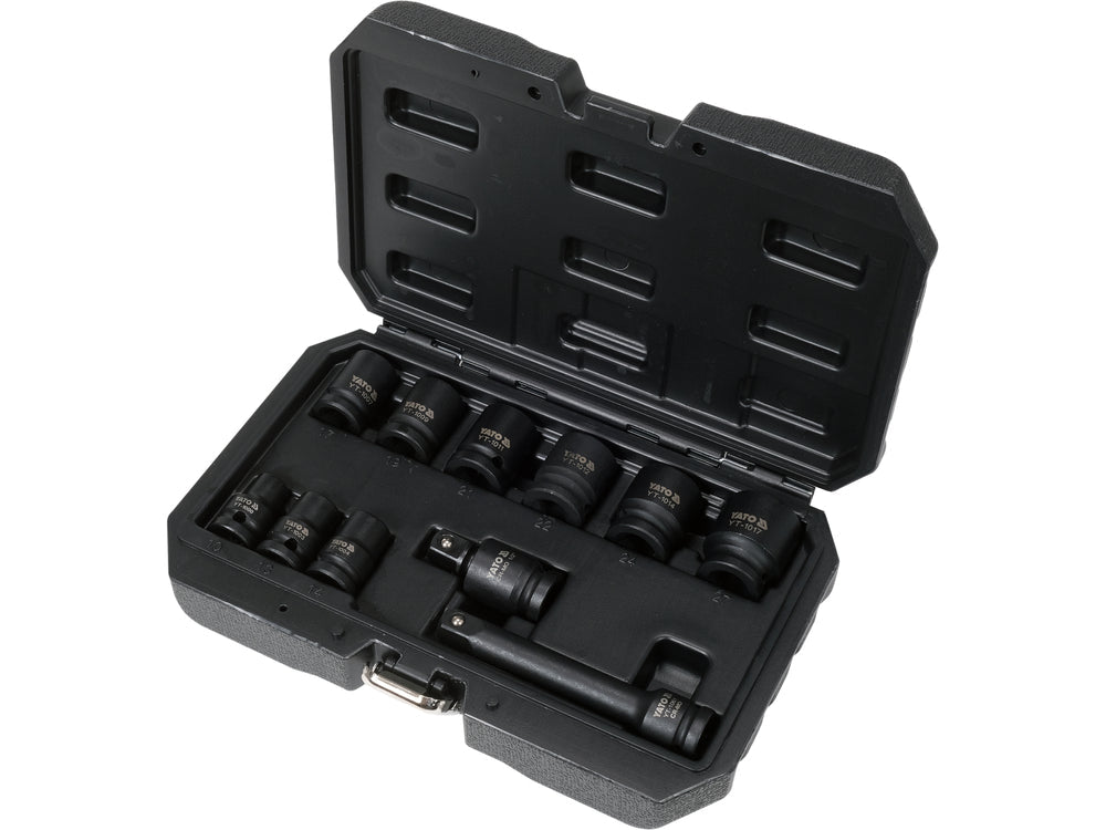 SET CHEI TUBULARE DE IMPACT 1/2'', 11 PIESE Yato YT - 10255 - 12.7 mm, rezistent, CrMo Yato - scule electrice si unelte profesionale - BricoMart