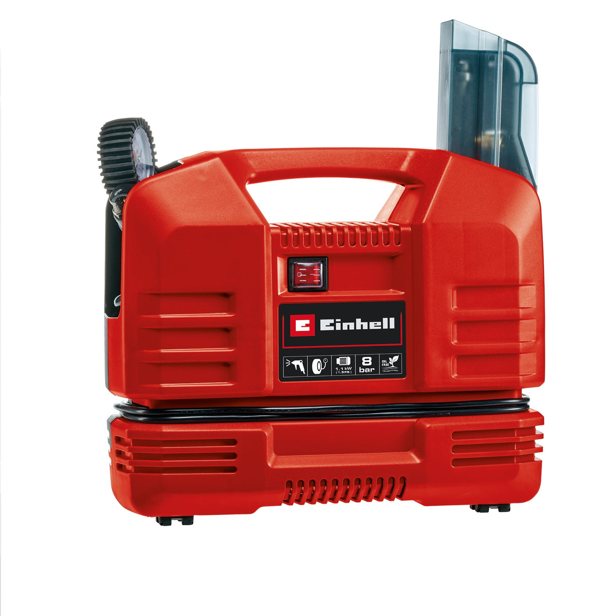 Set compresor Einhell TC - AC 190 OF, 1100 W, max. 8 bar, debit de aspiratie 190 L/min, turatie motor 15000 rpm, furtun de 3 metri, include set adaptor 3 piese, fara ulei Einhell - scule electrice si unelte profesionale - BricoMart
