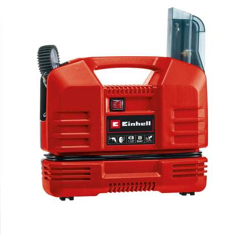 Set compresor Einhell TC - AC 190 OF, 1100 W, max. 8 bar, debit de aspiratie 190 L/min, turatie motor 15000 rpm, furtun de 3 metri, include set adaptor 3 piese, fara ulei Einhell - scule electrice si unelte profesionale - BricoMart