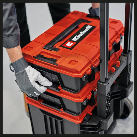 Set de valize originale Einhell E - Case Tower, max. 120 kg, format din 3 valize inclusiv accesorii, depozitare si transport accesorii si scule, stivuibile, conectabile Einhell - scule electrice si unelte profesionale - BricoMart