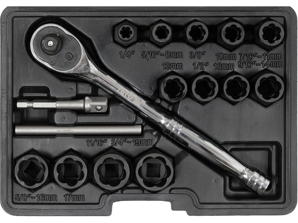 SET EXTRACTOARE SURUBURI DETERIORATE, 16 BUC Yato YT - 05897 Yato - scule electrice si unelte profesionale - BricoMart