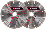Set original Einhell de discuri diamantate de taiere de 150 mm ca accesoriu pentru freze de perete (Ø150 mm, 2 bucati, gaura de 22,2 mm, potrivit pentru freza de perete Einhell TE - MA 1700) Einhell - scule electrice si unelte profesionale - BricoMart