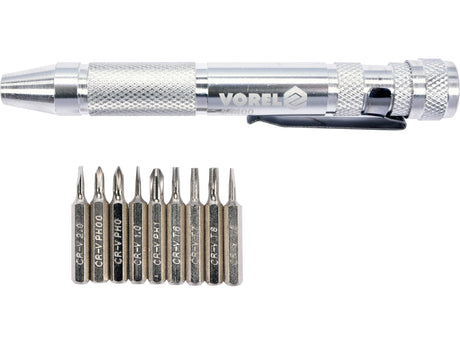 SET SURUBELNITA METALICA VOREL 64400 CU BITI, 10 PIESE VOREL - scule electrice si unelte profesionale - BricoMart