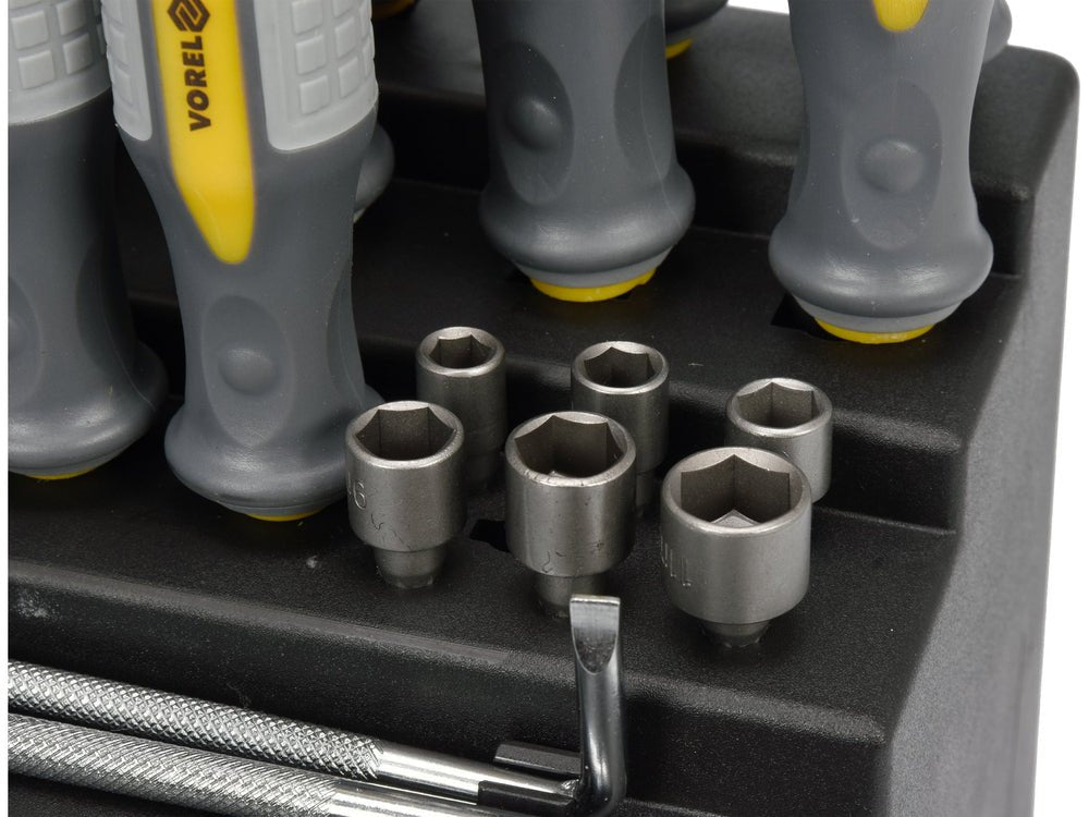 SET SURUBELNITE + BITI, 100 PIESE Vorel 60750 - Seturi surubelnite, ergonomic, CrV Vorel - scule electrice si unelte profesionale - BricoMart