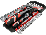 SET TUBULARE CU ACCESORII 1/4'' 1/2'', 51 PIESE Yato YT - 38680 - 12.7 mm, 24 mm, 38 mm, 6.3 mm Yato - scule electrice si unelte profesionale - BricoMart